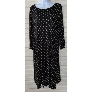 J Jill Shift Dress Sz LARGE Knit Black Stretch Pockets L/S EUC